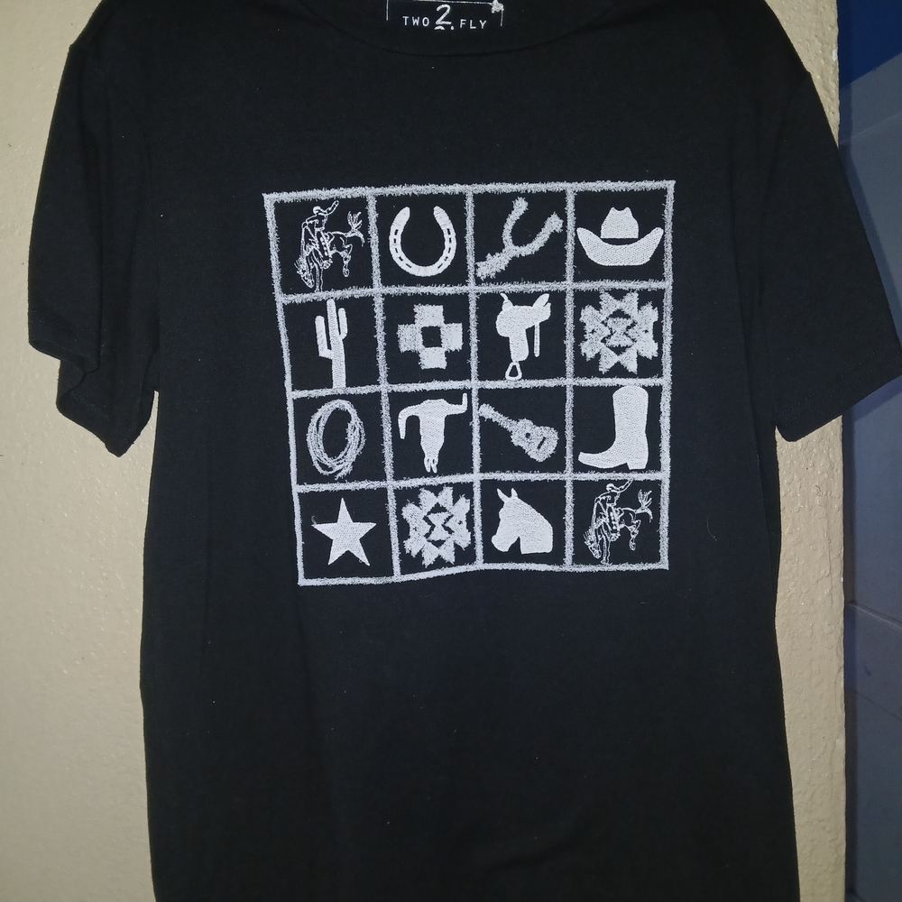 Two Fly Black Western Graphic Tee